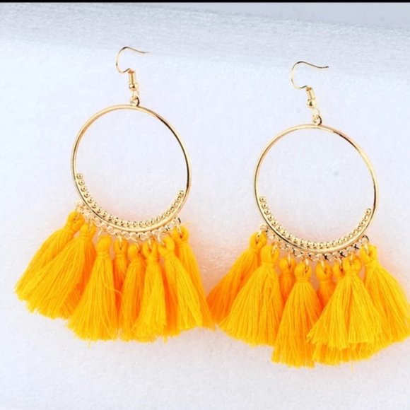 Fashion Bohemian Big Circle Tassel Earrings - Picture 3 of 4